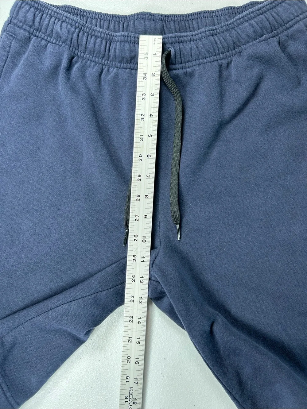 Adidas Men's Navy Blue Fleece Drawstring Shorts Size Large Logo Sweat Shorts